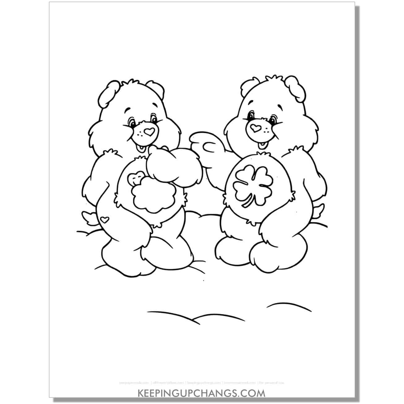 bashful, lucky bear care bear coloring page, sheet.