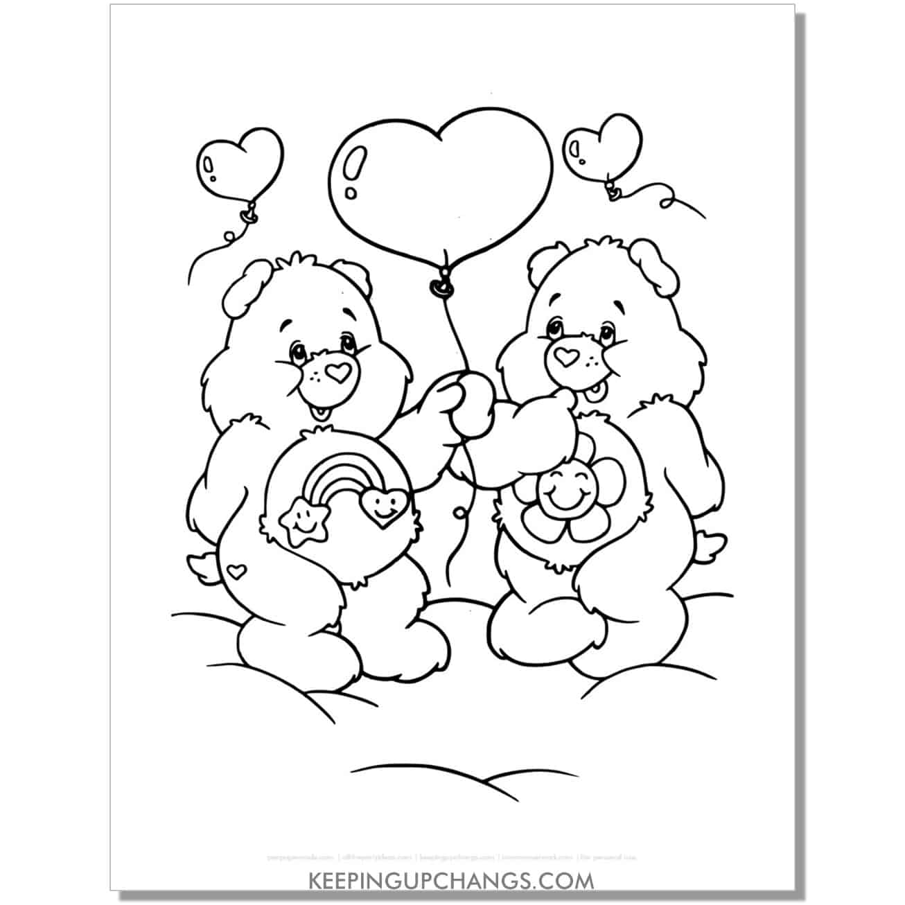 best friend, harmony bear valentine care bear coloring page, sheet.