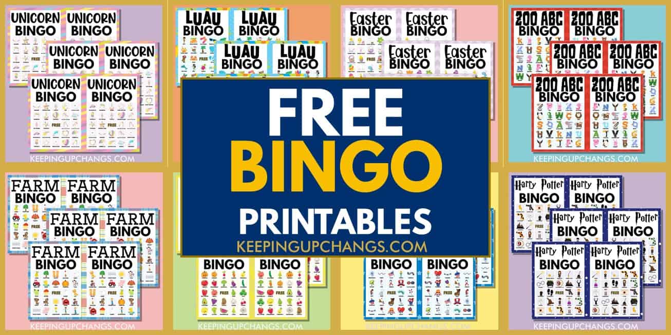 free bingo cards 5x5 4x4 for holiday, birthday party, wedding, baby shower.