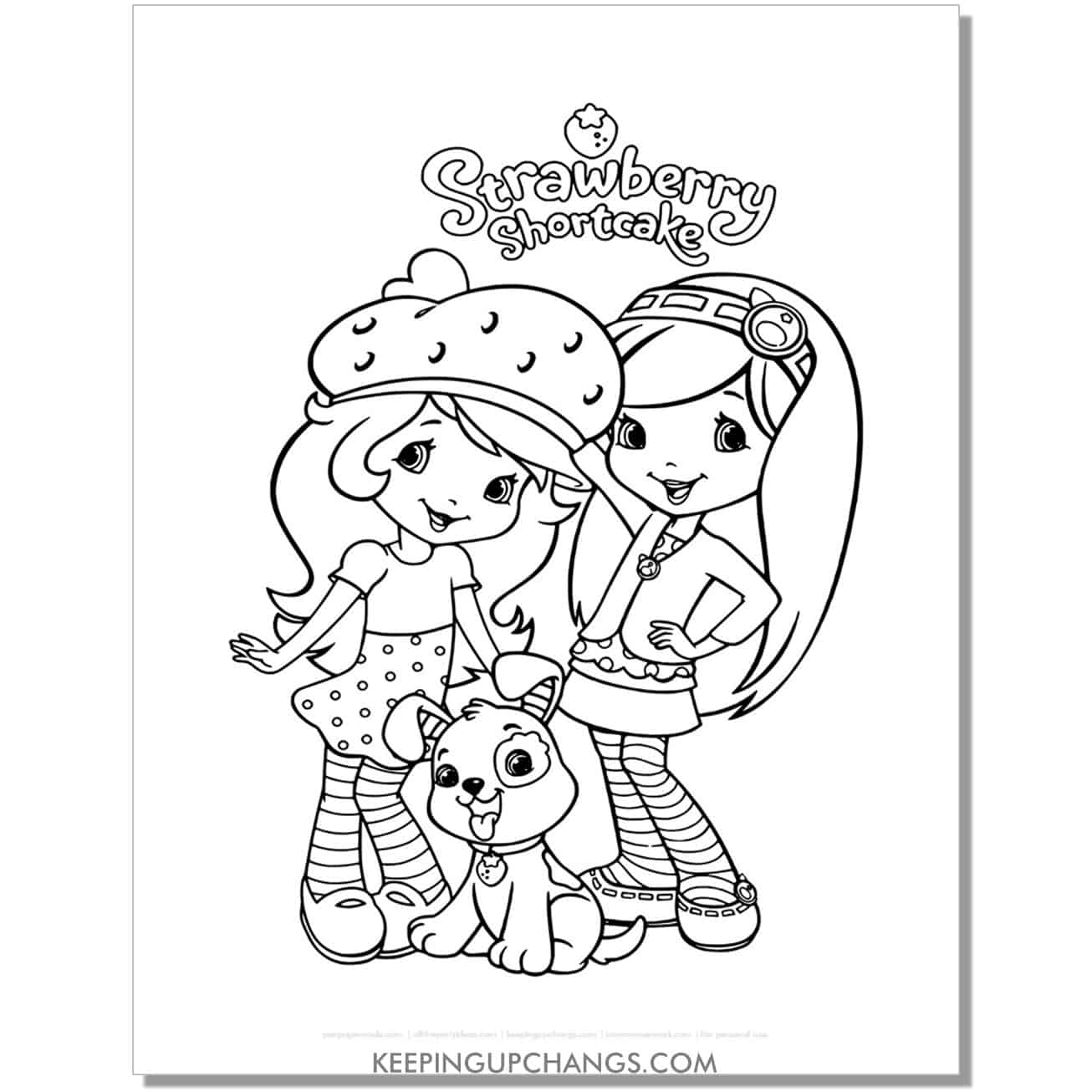 free strawberry shortcake, blueberry muffin, pupcakes coloring page, sheet.