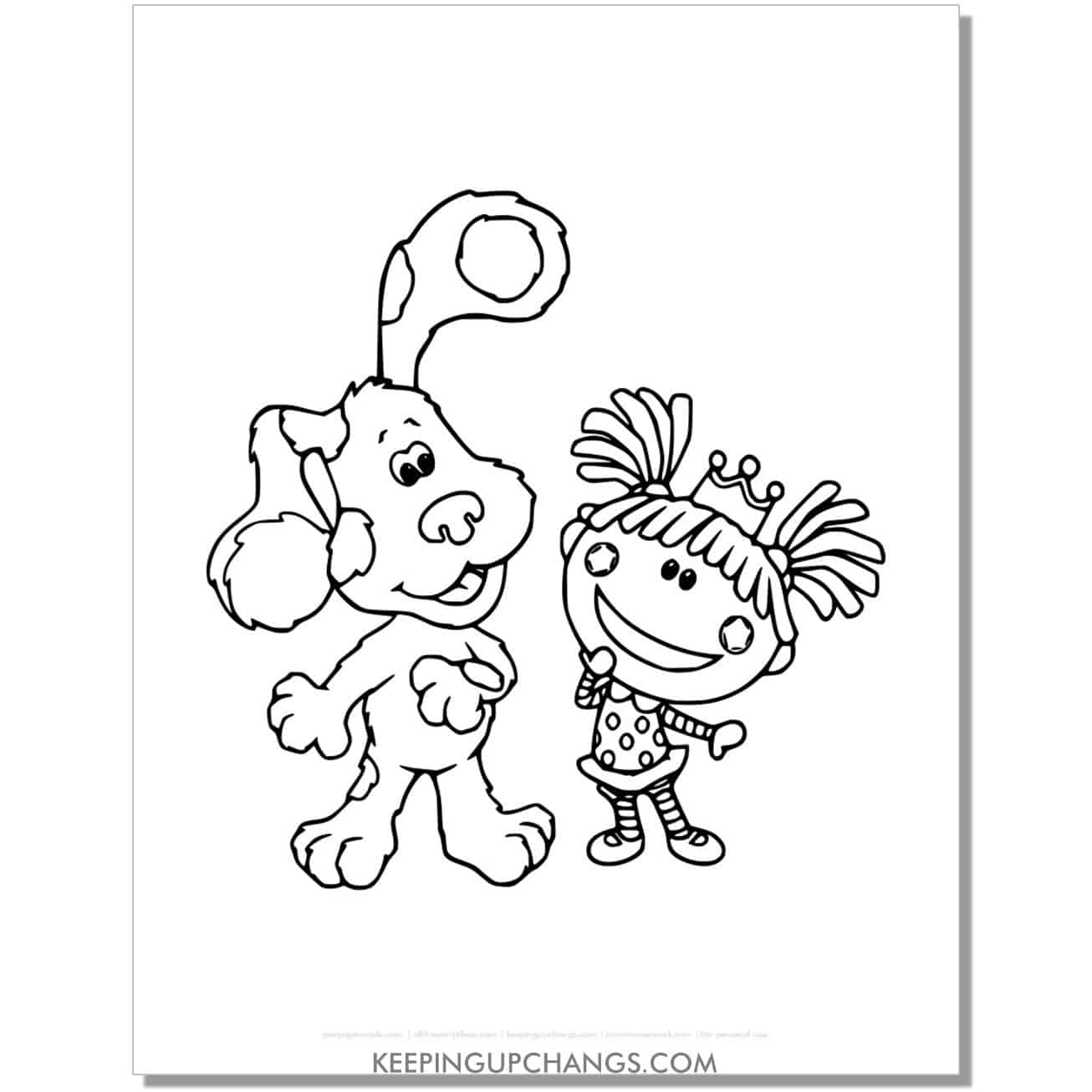 free princess doll frederica and blue's clues coloring page, sheet.