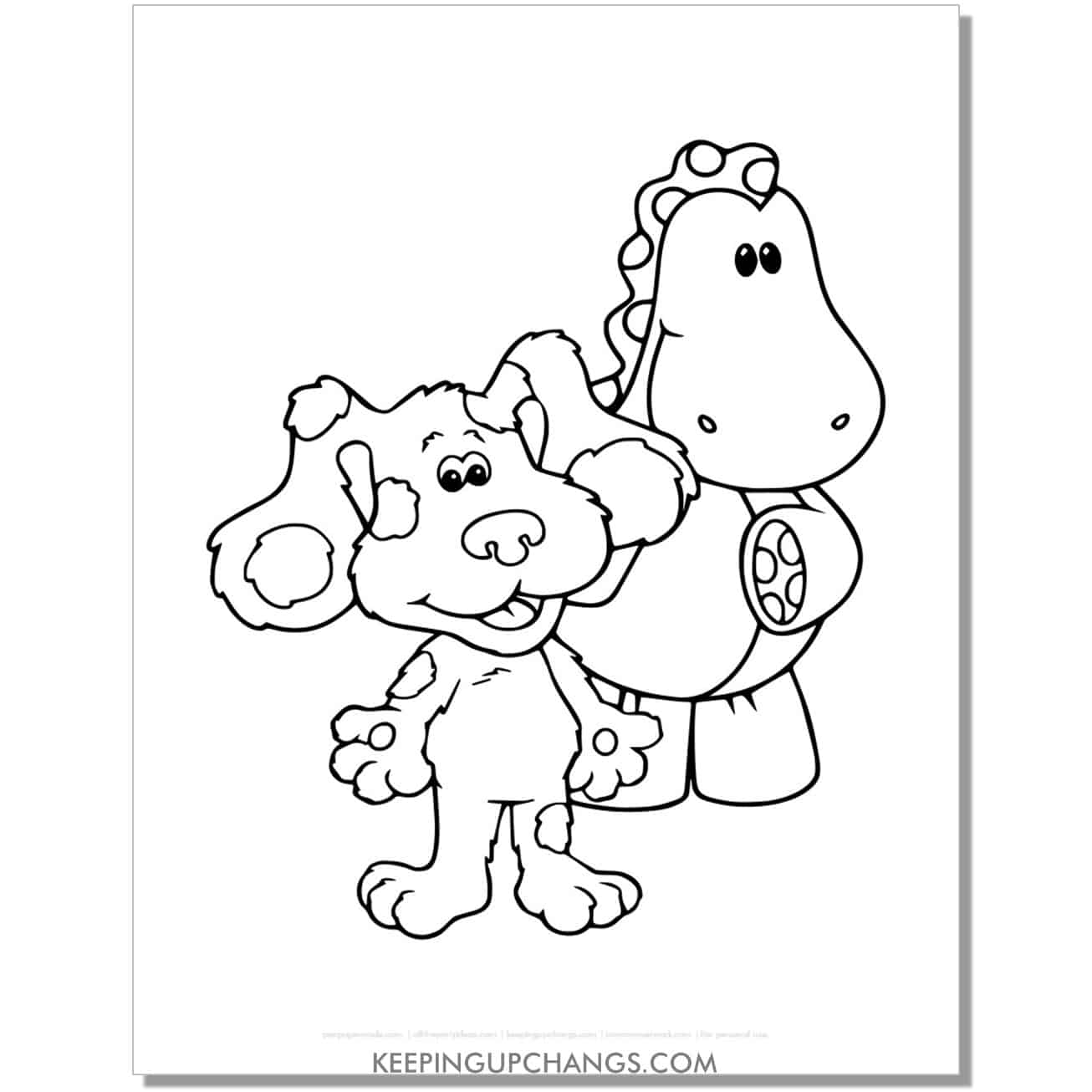 free roary dinosaur and blue's clues coloring page, sheet.