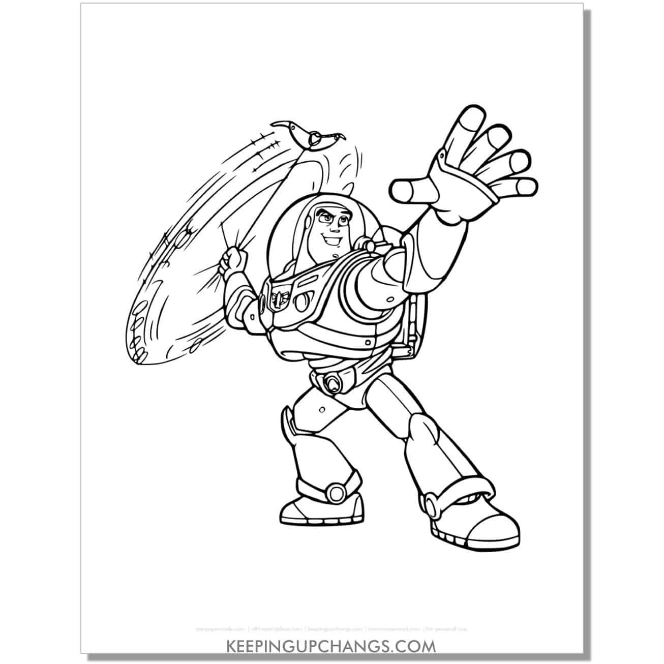 free buzz lightyear lasso toy story coloring page, sheet.