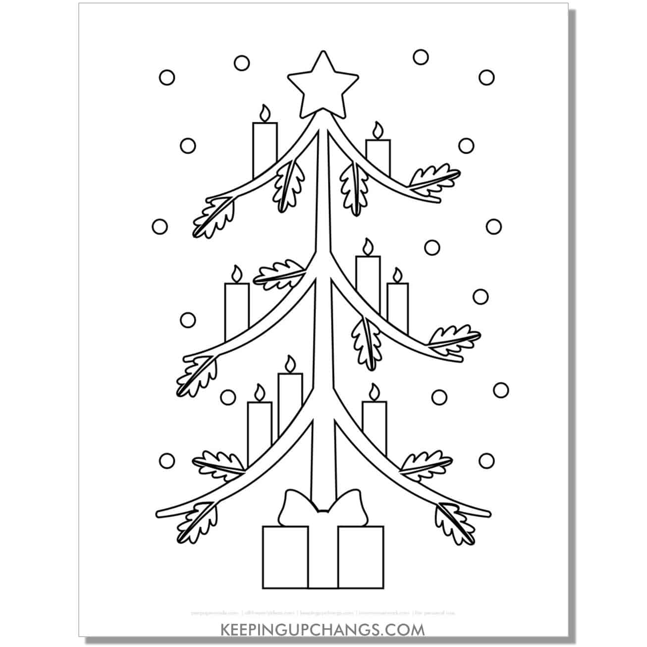 free candle bare christmas tree coloring page.