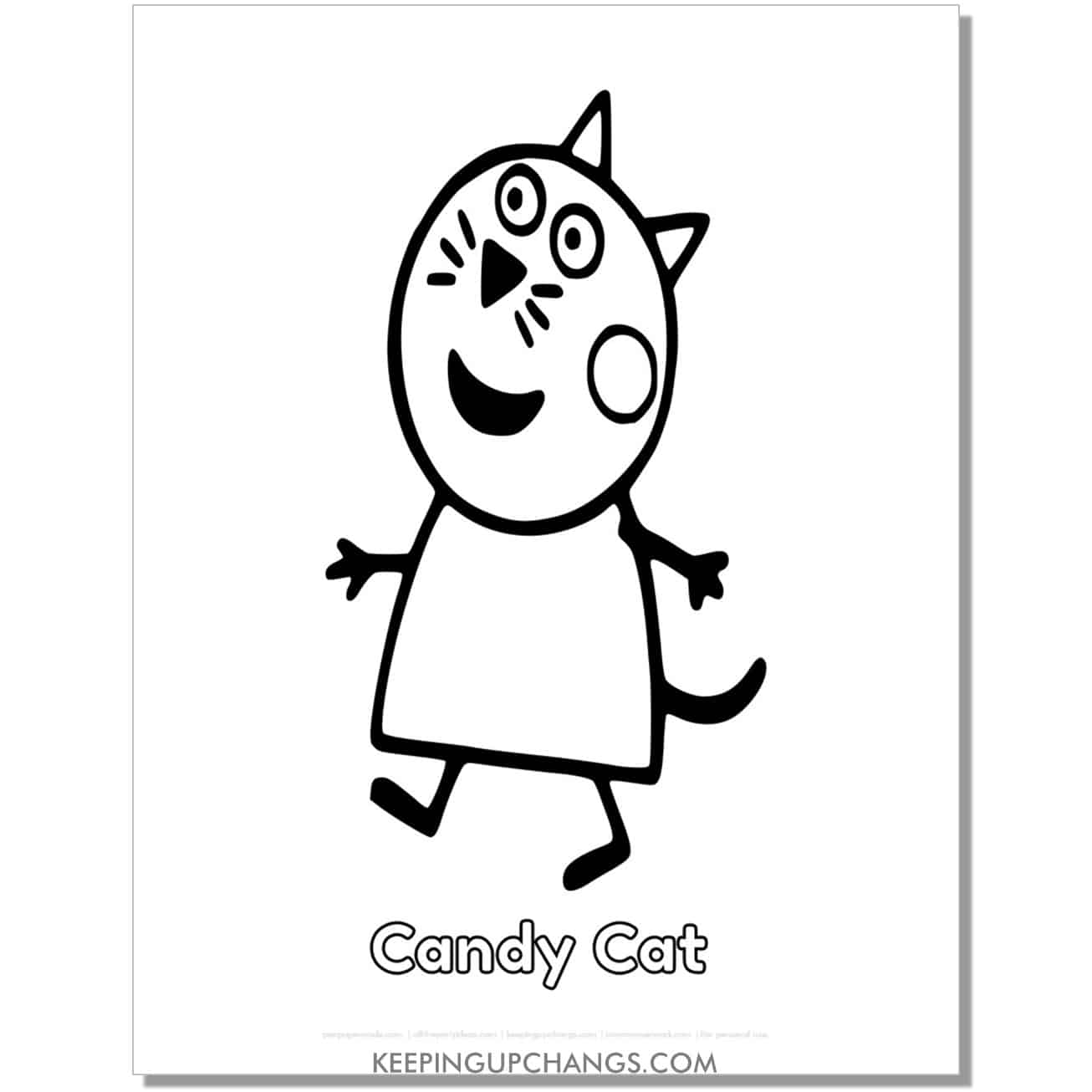 free candy cat peppa pig coloring page, sheet.