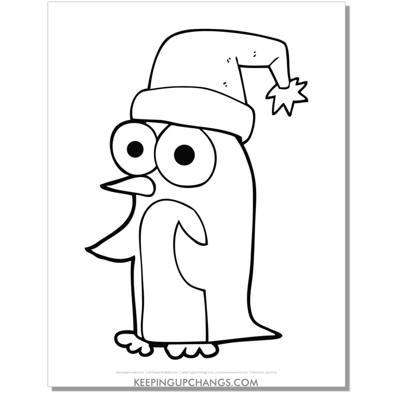 free funny penguin with short flippers coloring page.