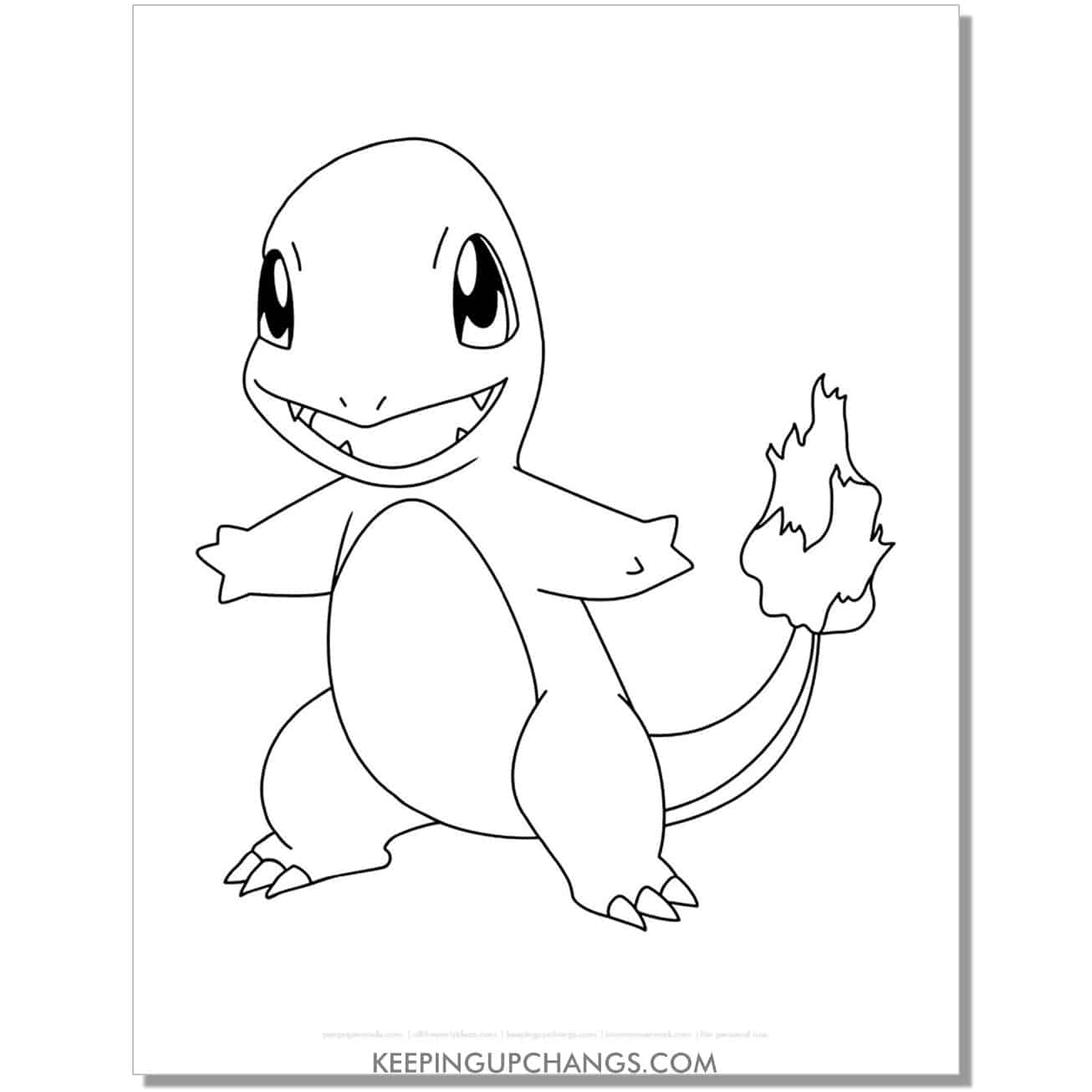 charmander pokemon coloring page, sheet.