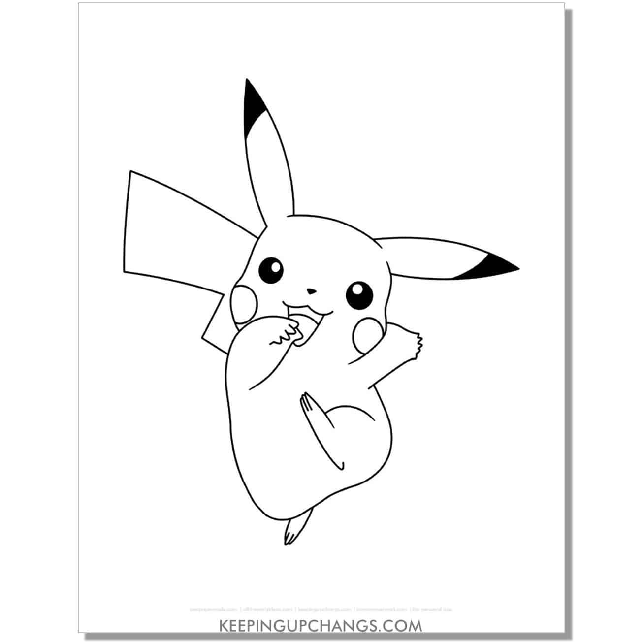 pikachu cute pokemon coloring page, sheet.