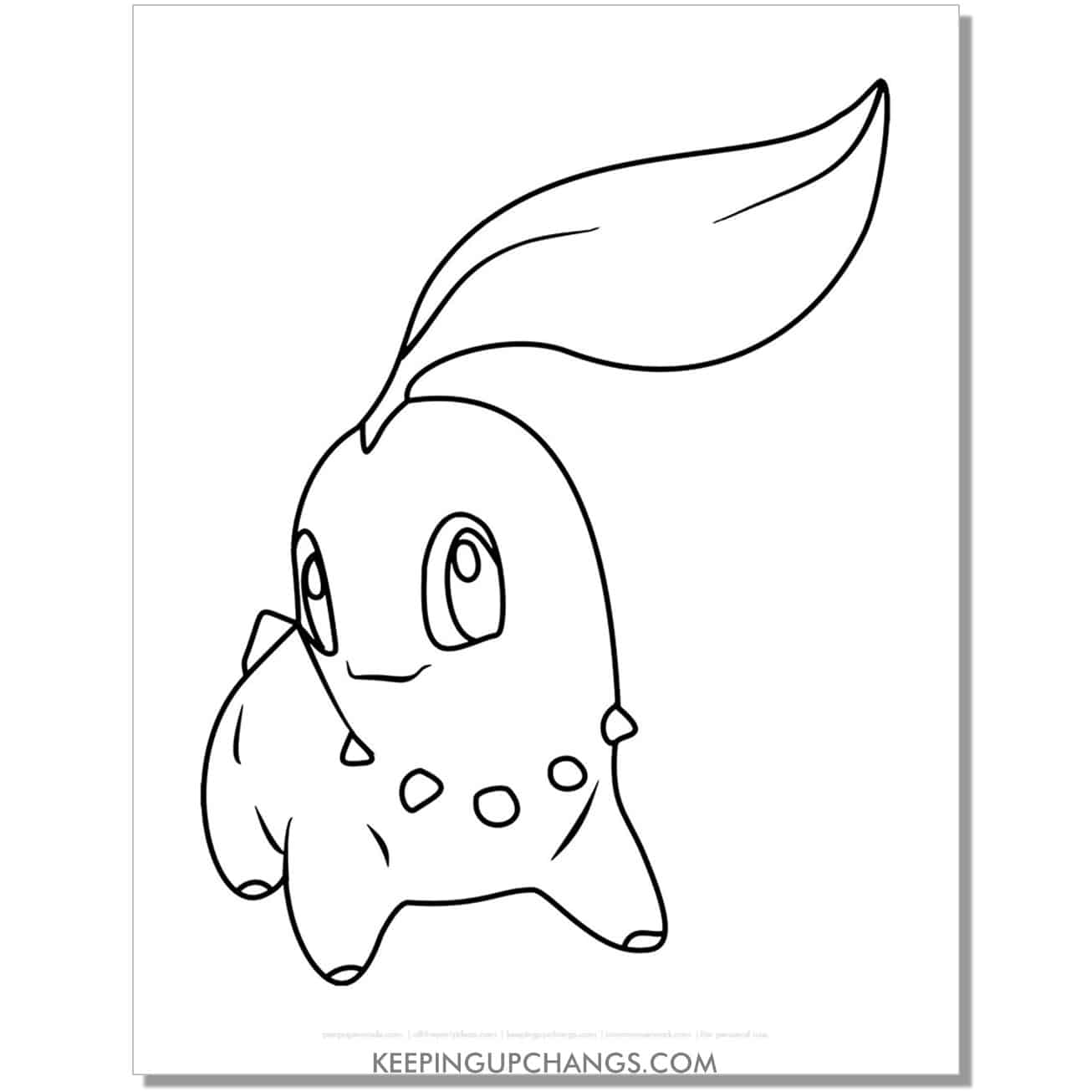 chikorita pokemon coloring page, sheet.