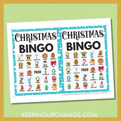 Christmas Bingo Color Pictures & Words (5x5 Grid) [FREE Printable]