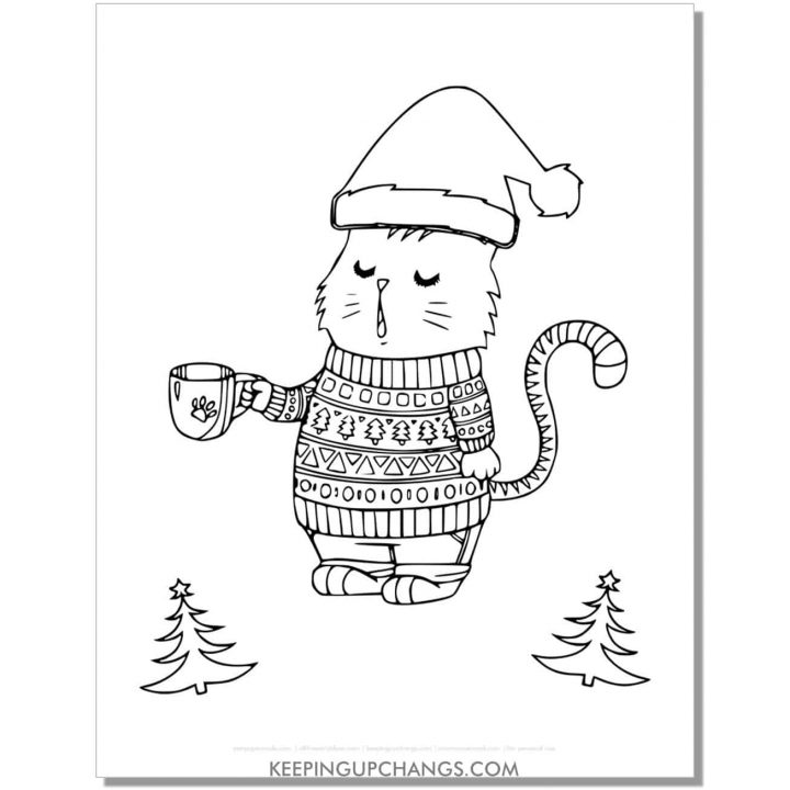 25+ Free Christmas Cat Coloring Pages [MOST POPULAR Printables!]
