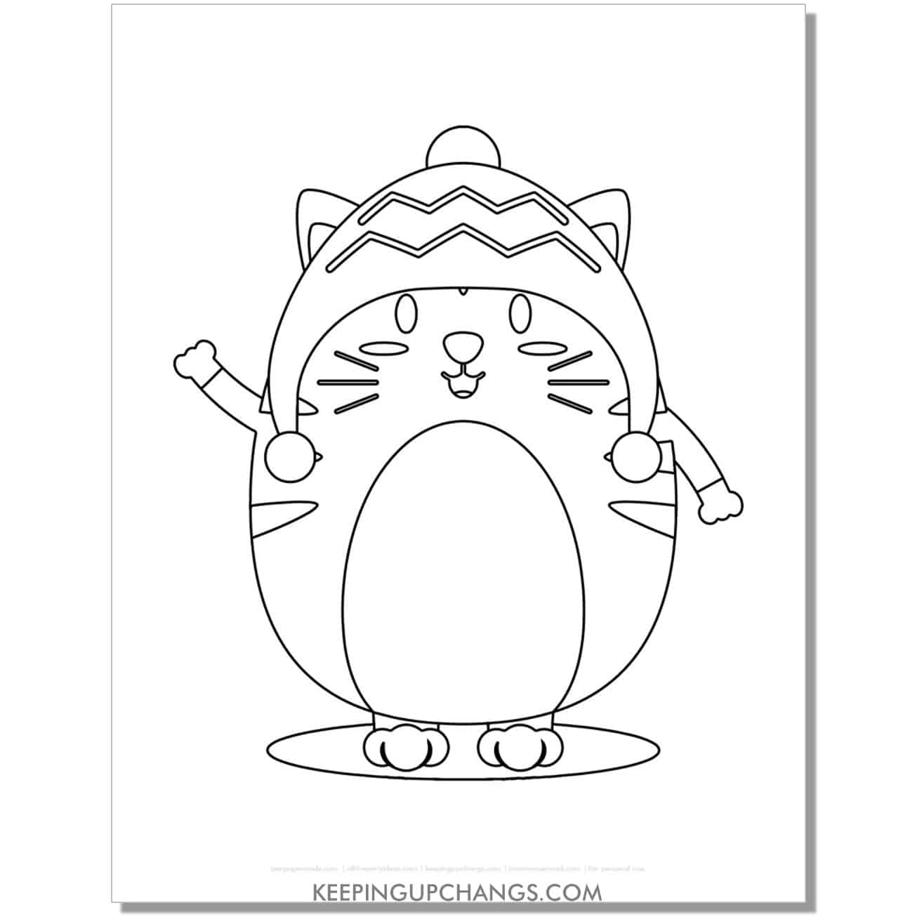 free happy winter christmas cat coloring page.