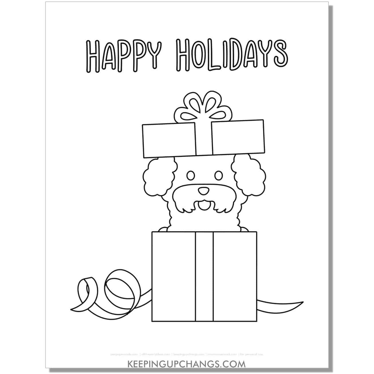 free happy holidays bichon fraise christmas dog coloring page.