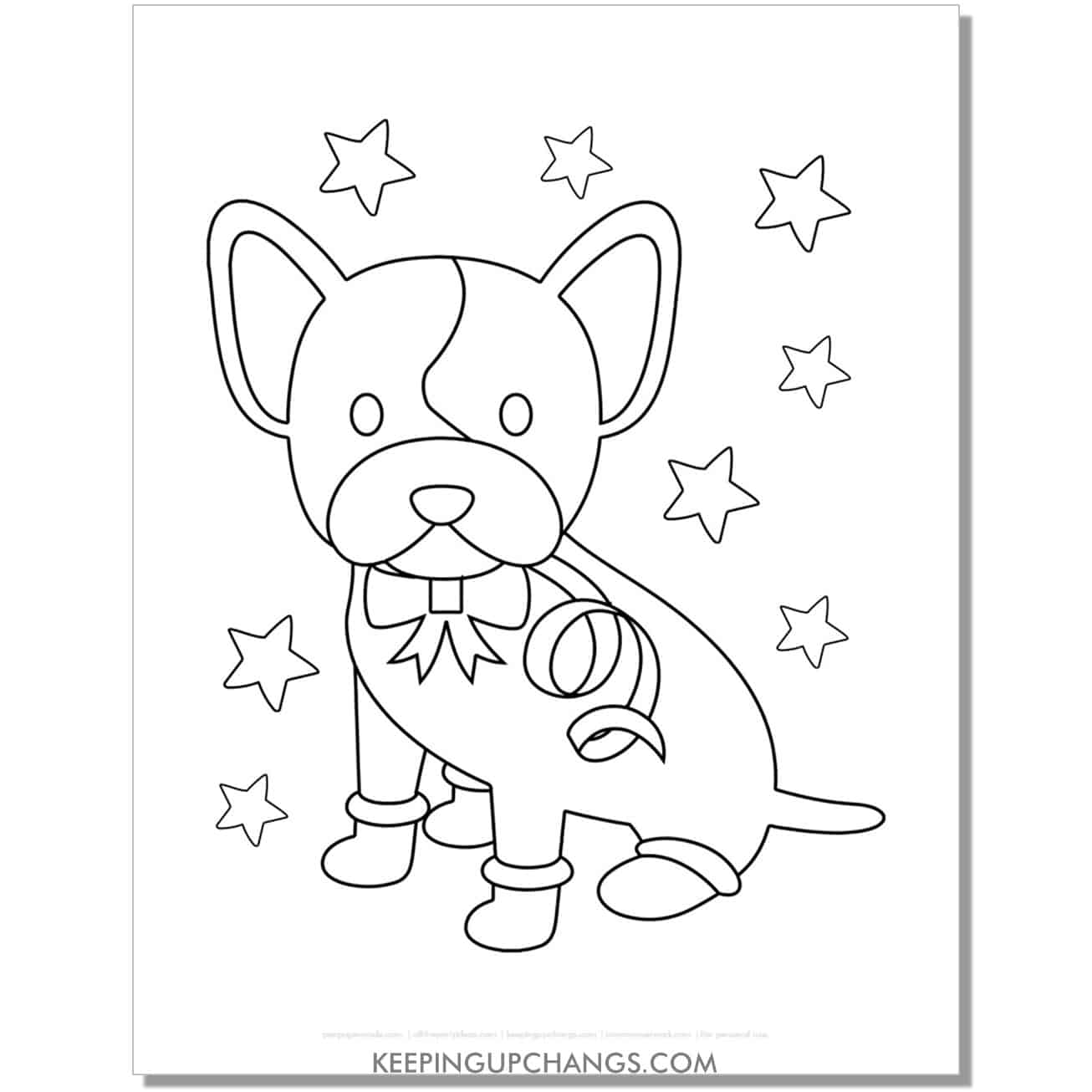 free chihuahua with gift ribbon christmas dog coloring page.
