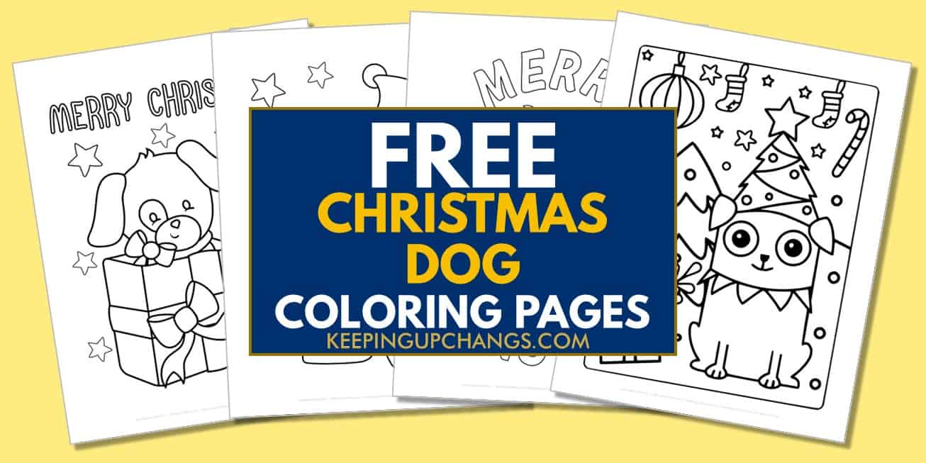 spread of free christmas dog coloring pages.