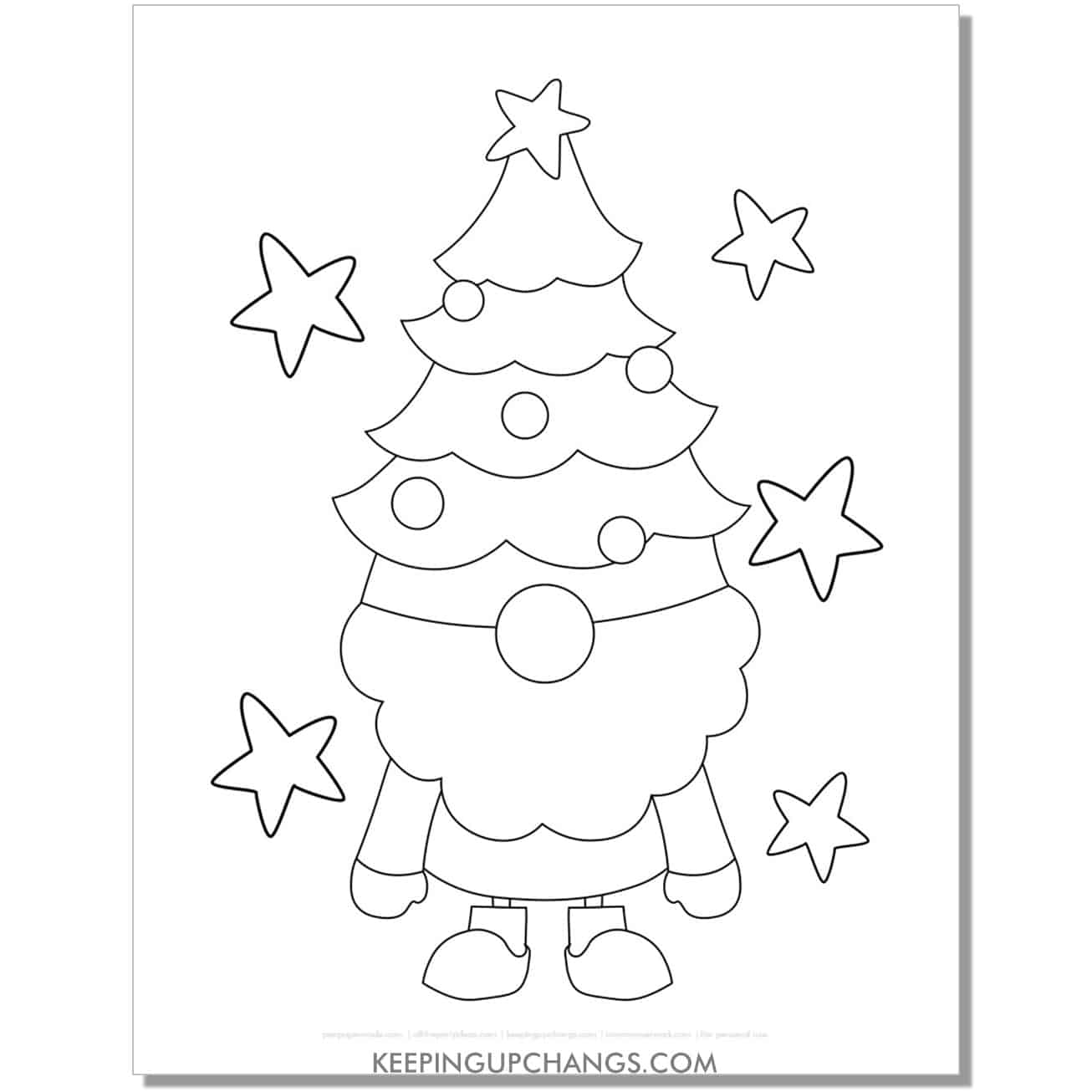free christmas tree hat garden gnome coloring page.