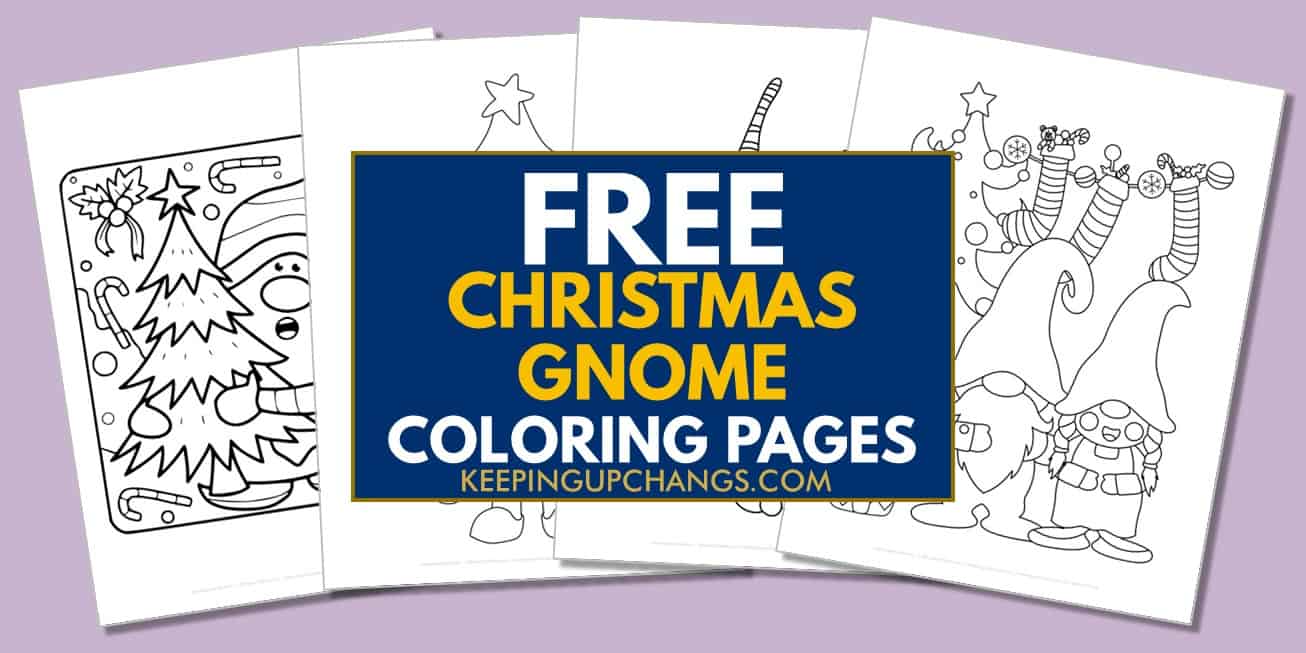 spread of free christmas gnome coloring pages.