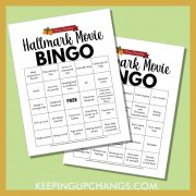 simple easy christmas hallmark movie bingo with free printable in 4 versions.