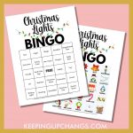 simple easy christmas lights bingo with free printable in 4 versions.