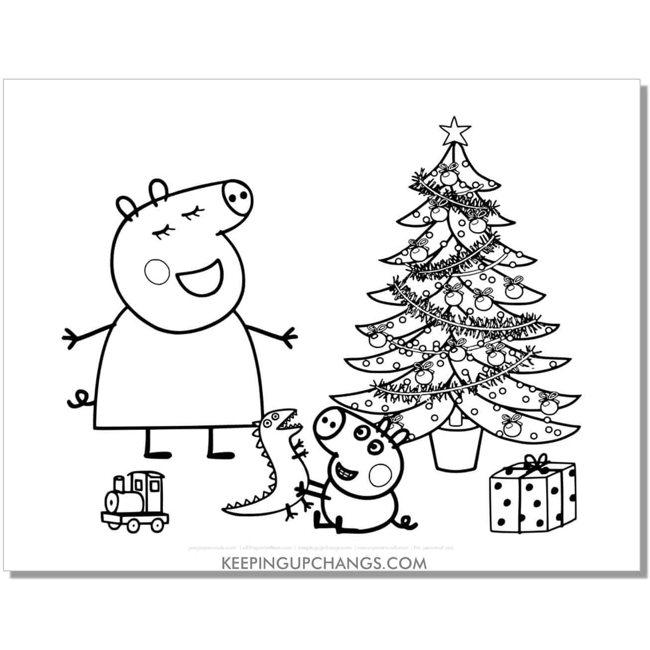 free christmas peppa pig coloring page, sheet.