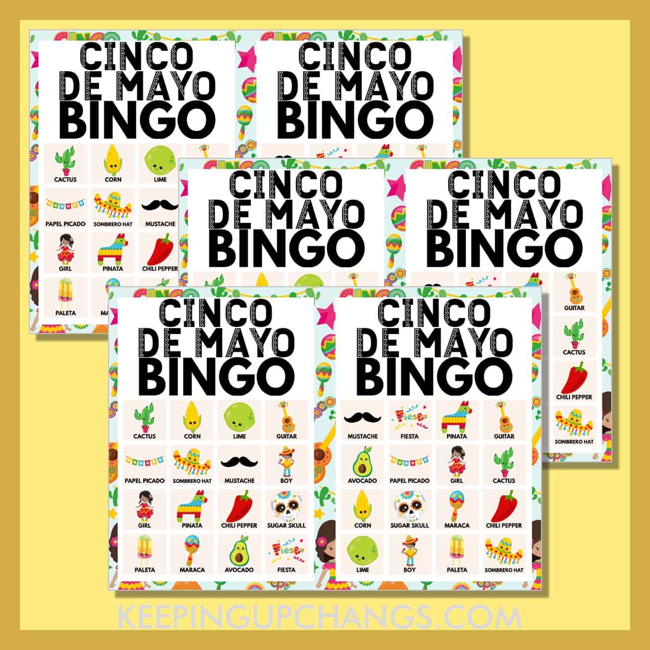 free cinco de mayo bingo 4x4 game cards.