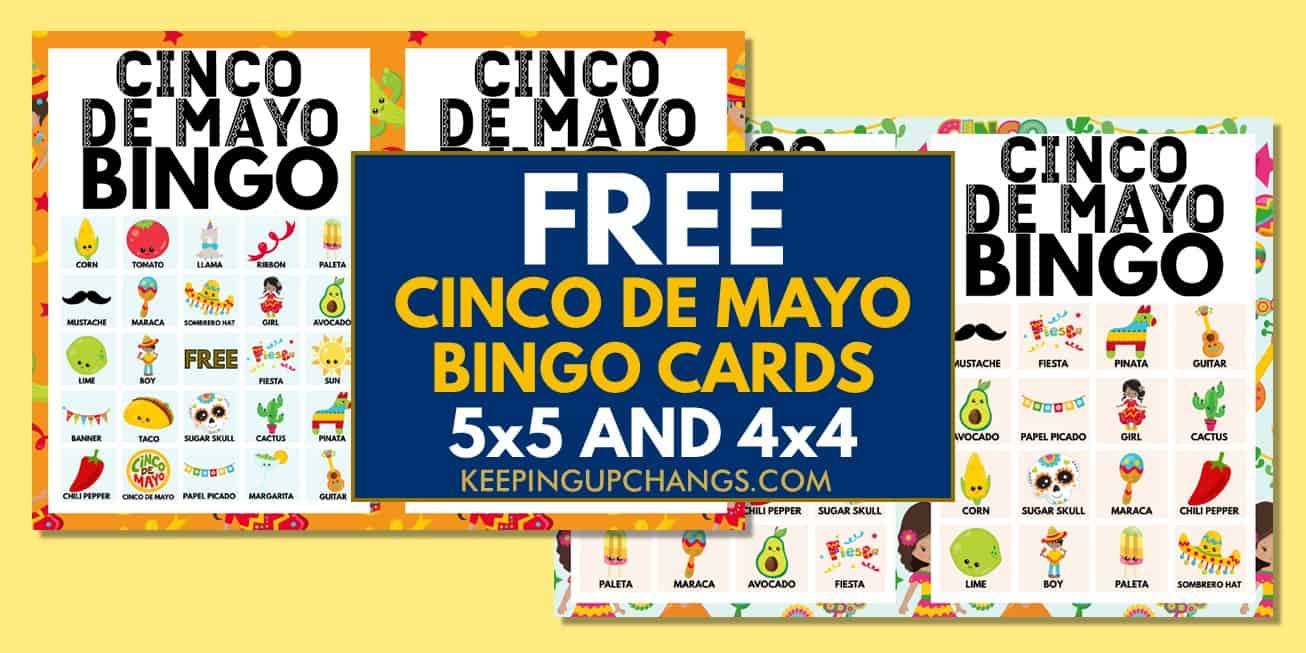 best free cinco de mayo bingo games with images and text.