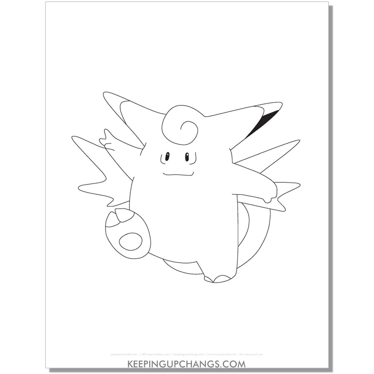 clefable pokemon coloring page, sheet.