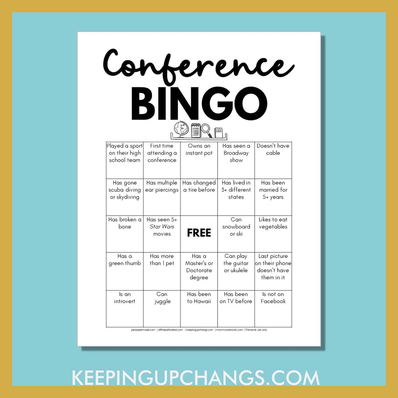 human conference icebreaker bingo with fun getting to know you facts.