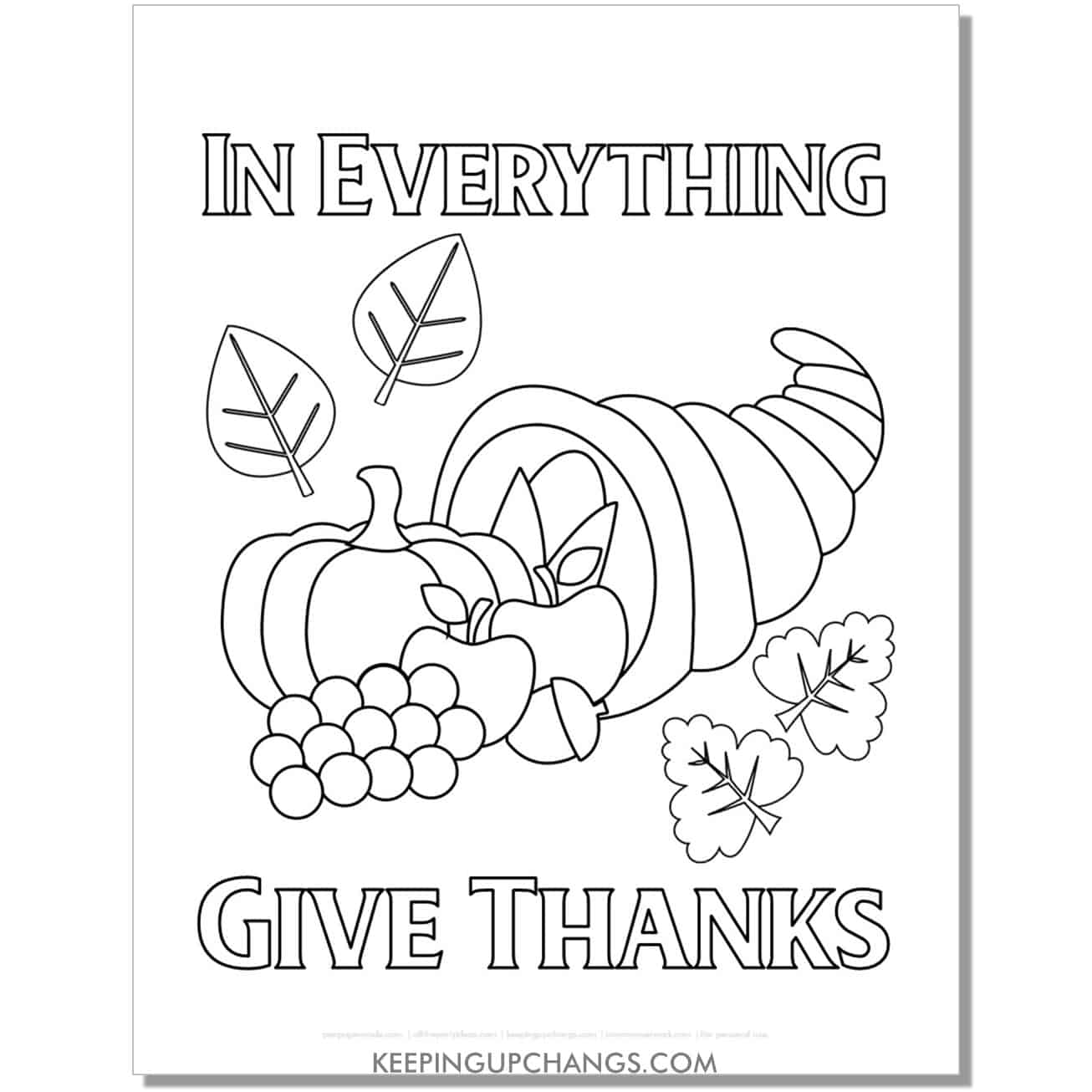 free in everything give thanks religious cornucopia coloring page for fall, thanksgiving.