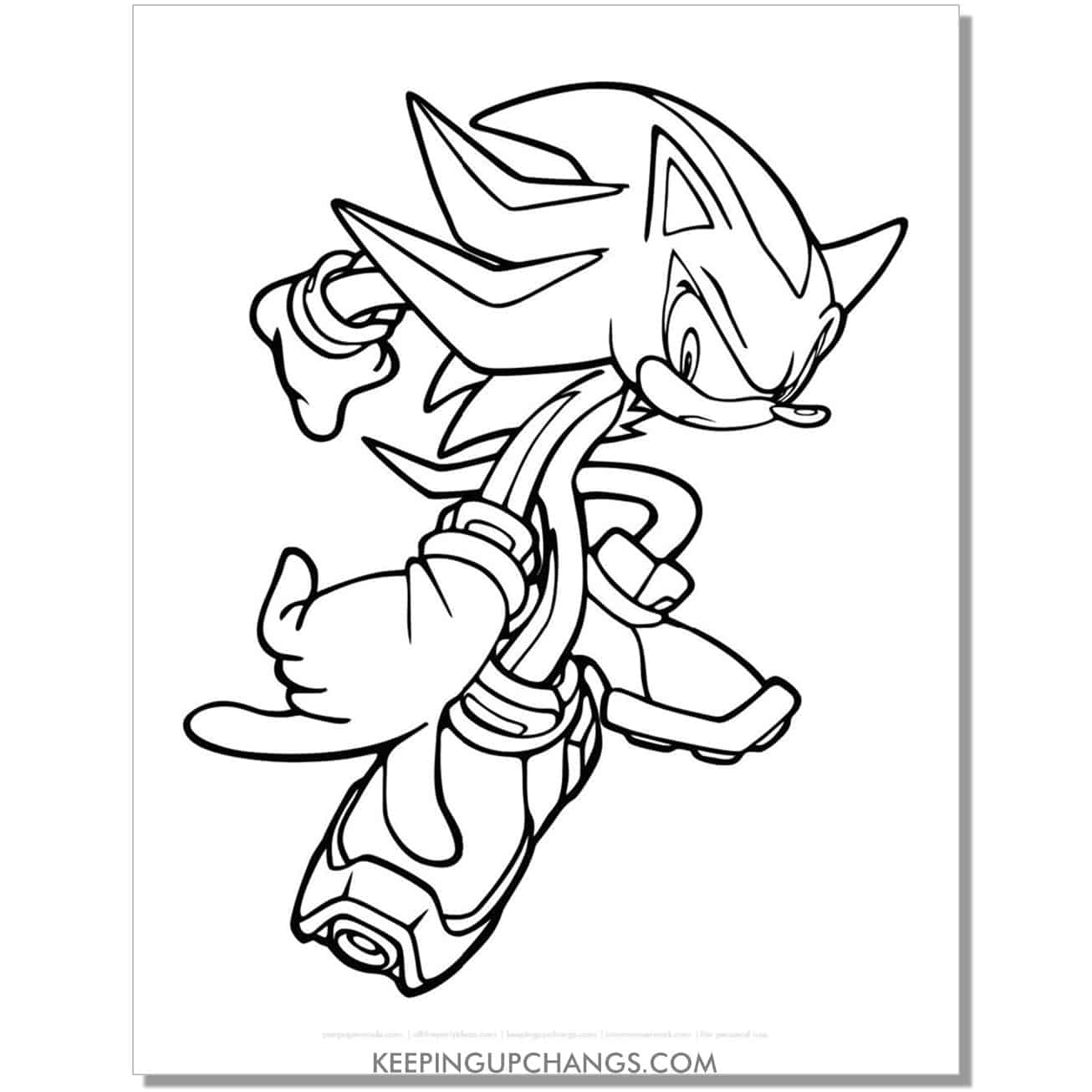sonic pointing to side coloring page.