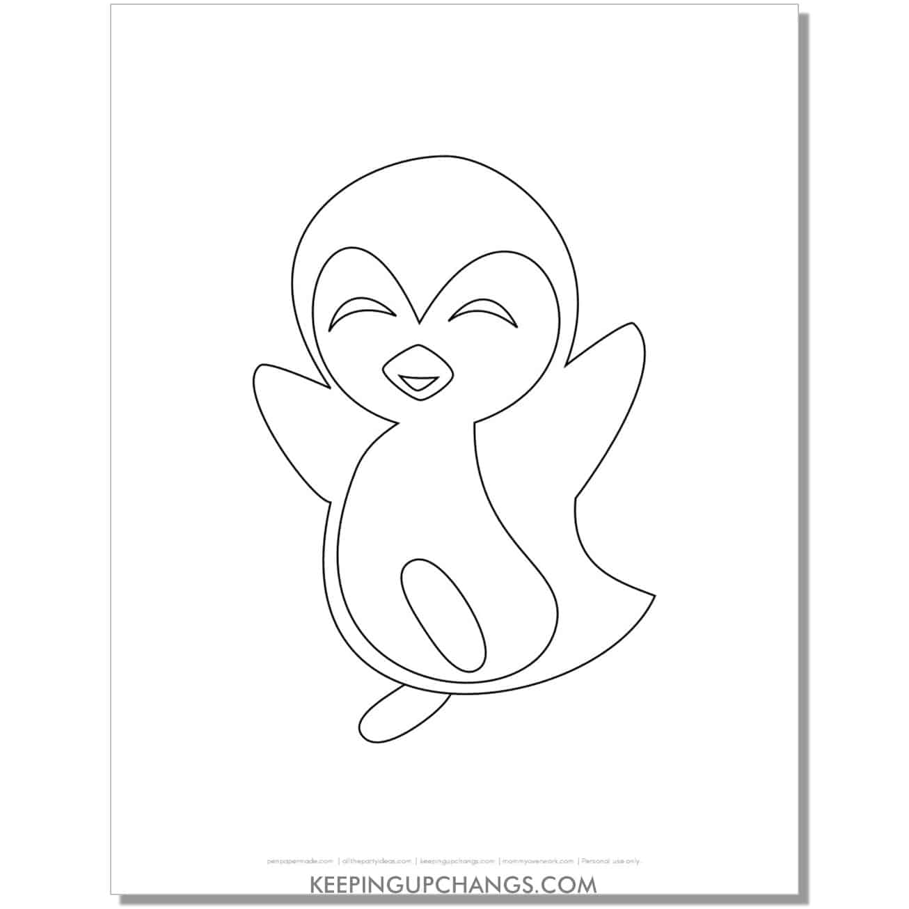 free adorable dancing penguin coloring page.
