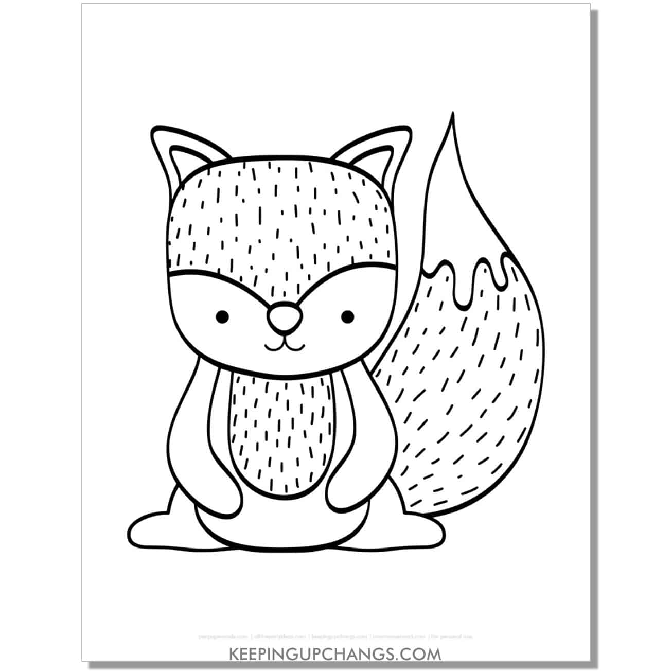 free cute, adorable baby squirrel coloring page, sheet.