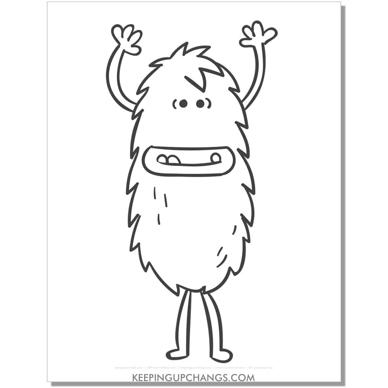 free long, skinny furry monster coloring page.
