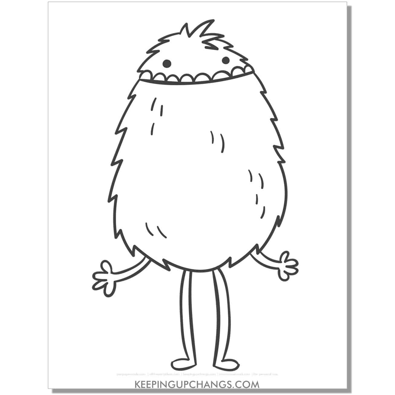 free large, tall furry monster coloring page.