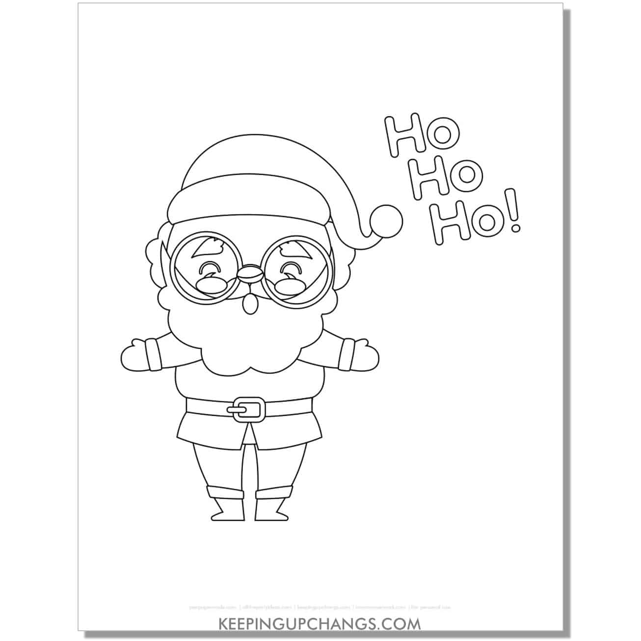 free ho ho ho santa with glasses coloring page.
