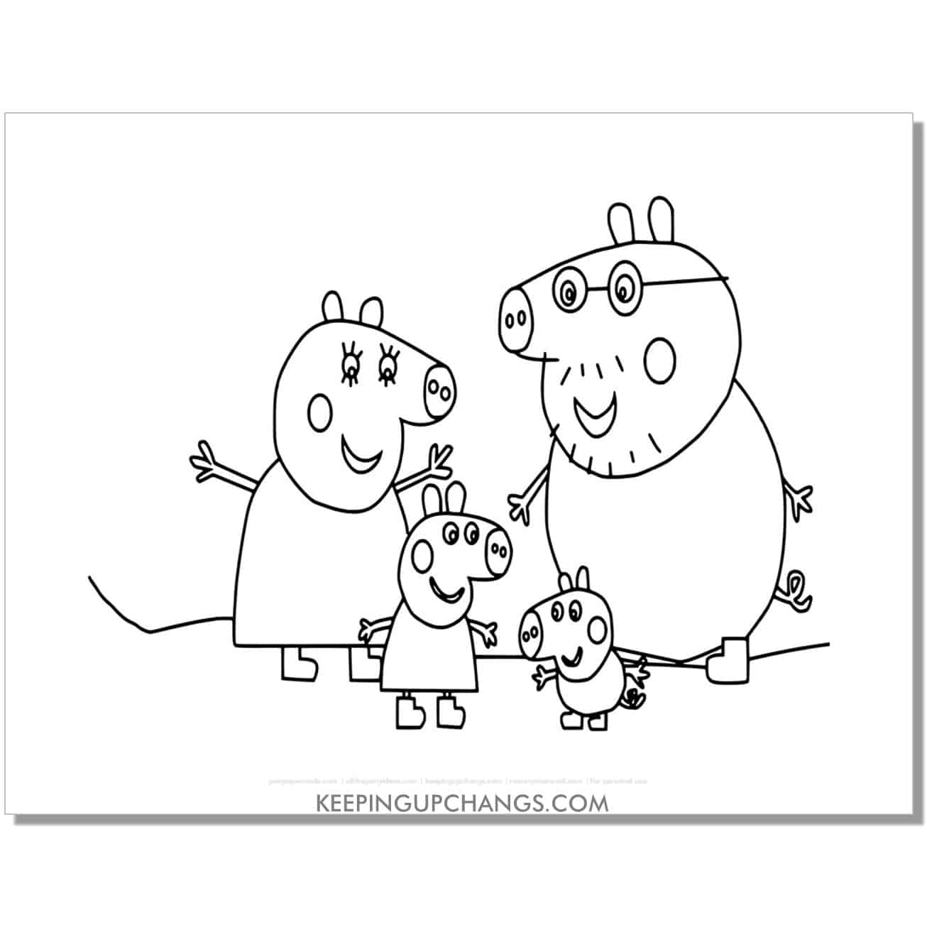 free mummy, daddy, george, peppa pig coloring page, sheet.