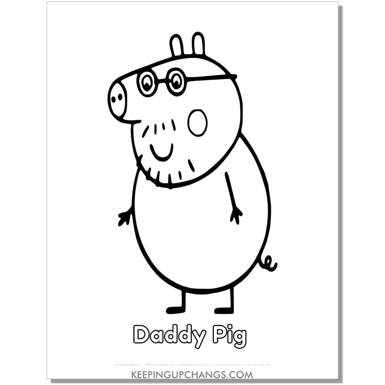 free daddy pig peppa pig coloring page, sheet.