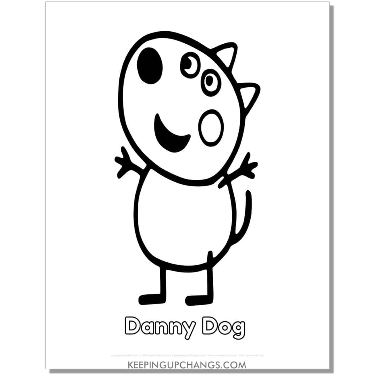 free danny dog peppa pig coloring page, sheet.