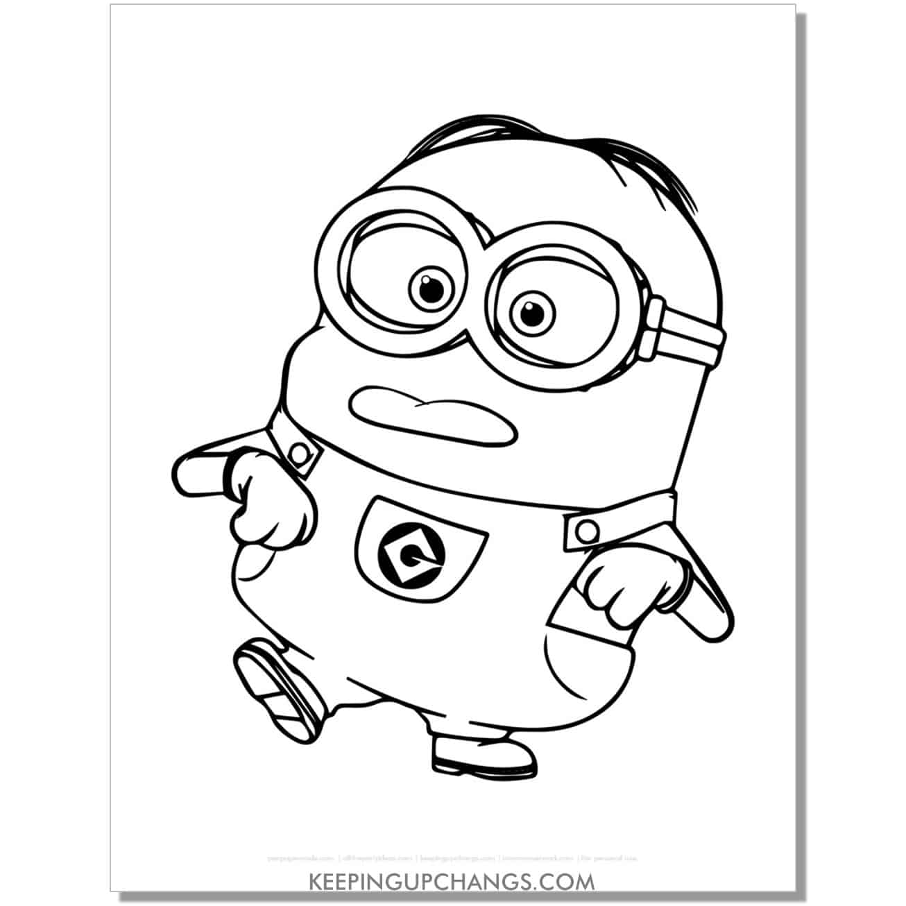 free two eye, combover, short minion coloring page, sheet.