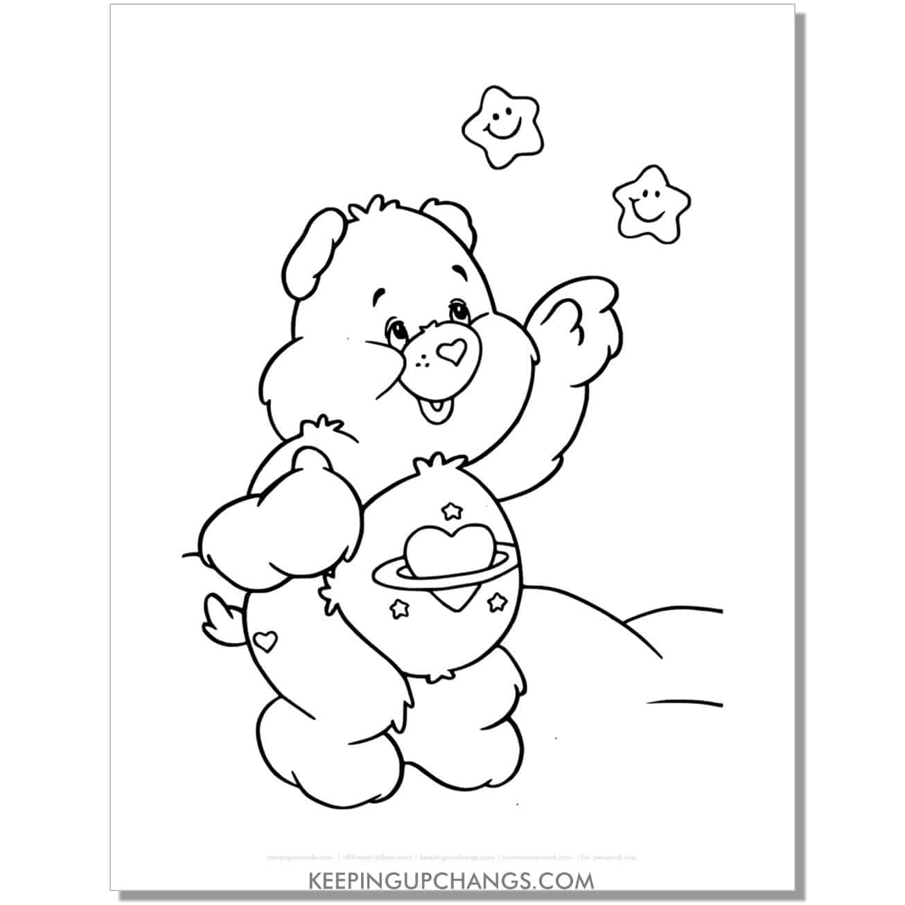 daydream bear counting stars care bear coloring page, sheet.