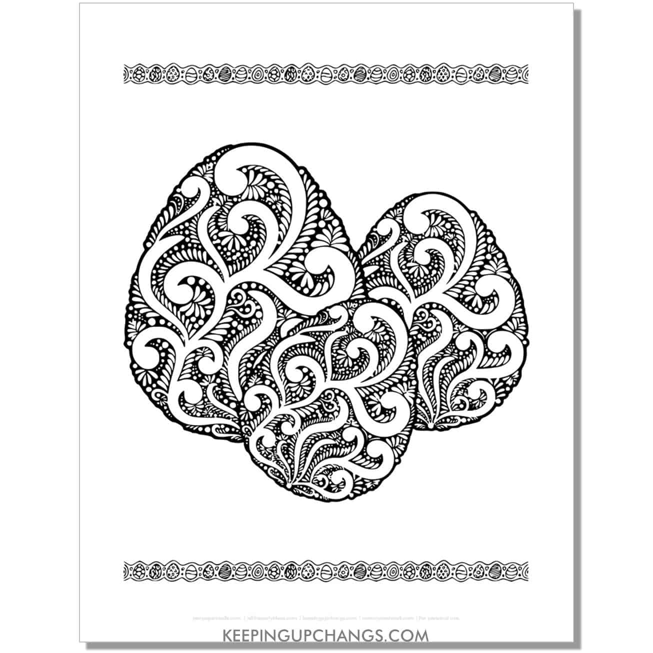 free advanced zentangle easter egg coloring page, sheet.