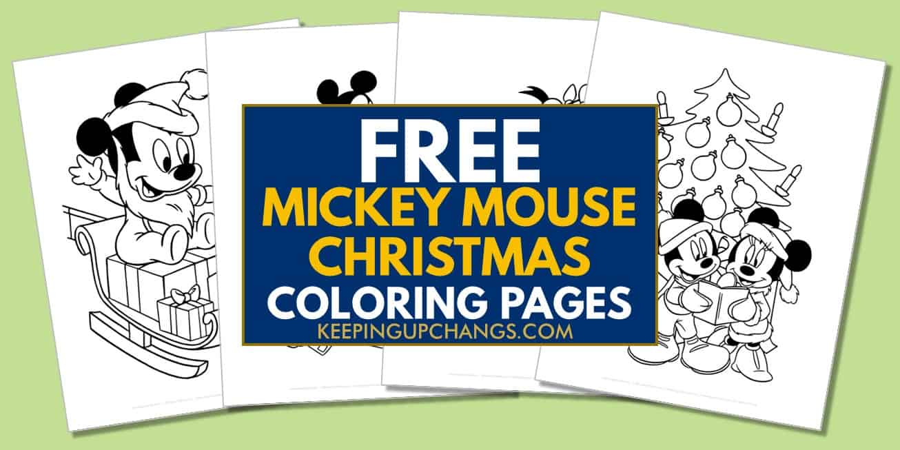 spread of mickey mouse christmas coloring pages.