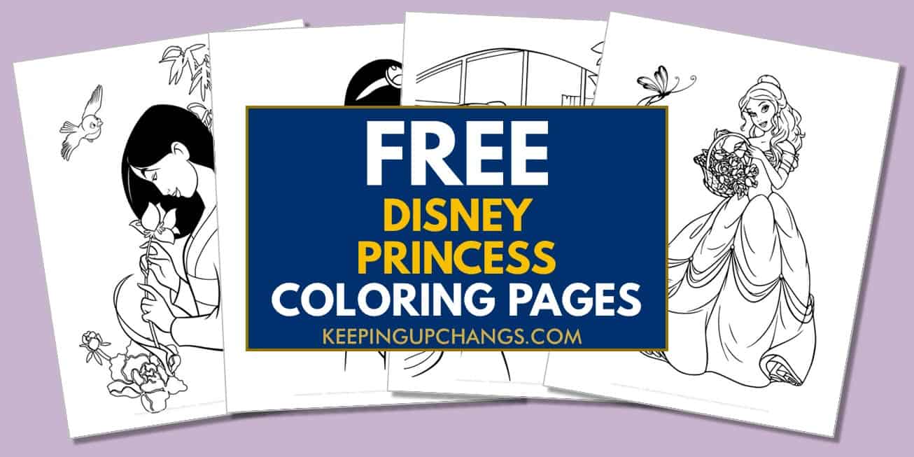 spread of disney princess coloring pages.