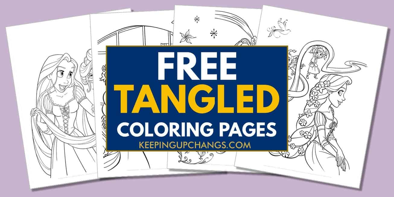 spread of free rapunzel and tangled coloring pages.