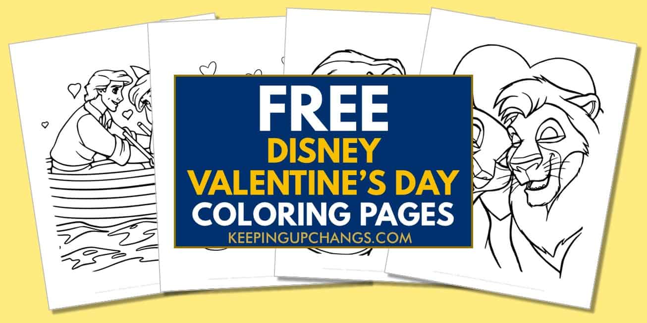 spread of disney valentine's day coloring pages.