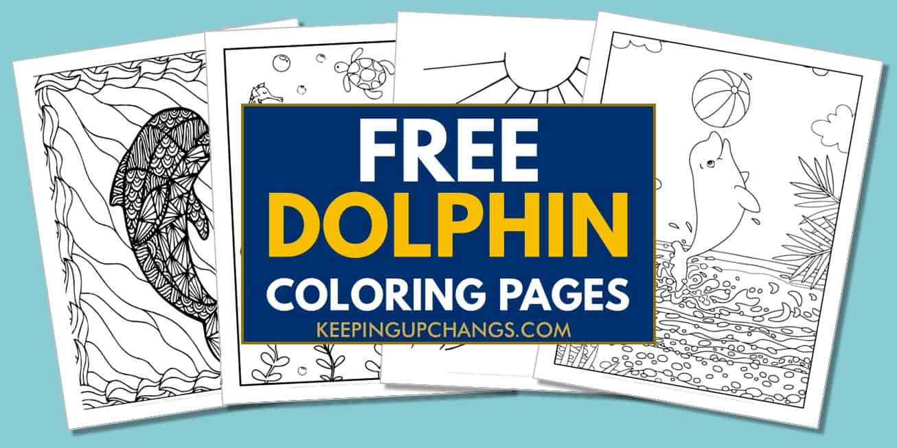 spread of dolphin coloring pages, sheets.