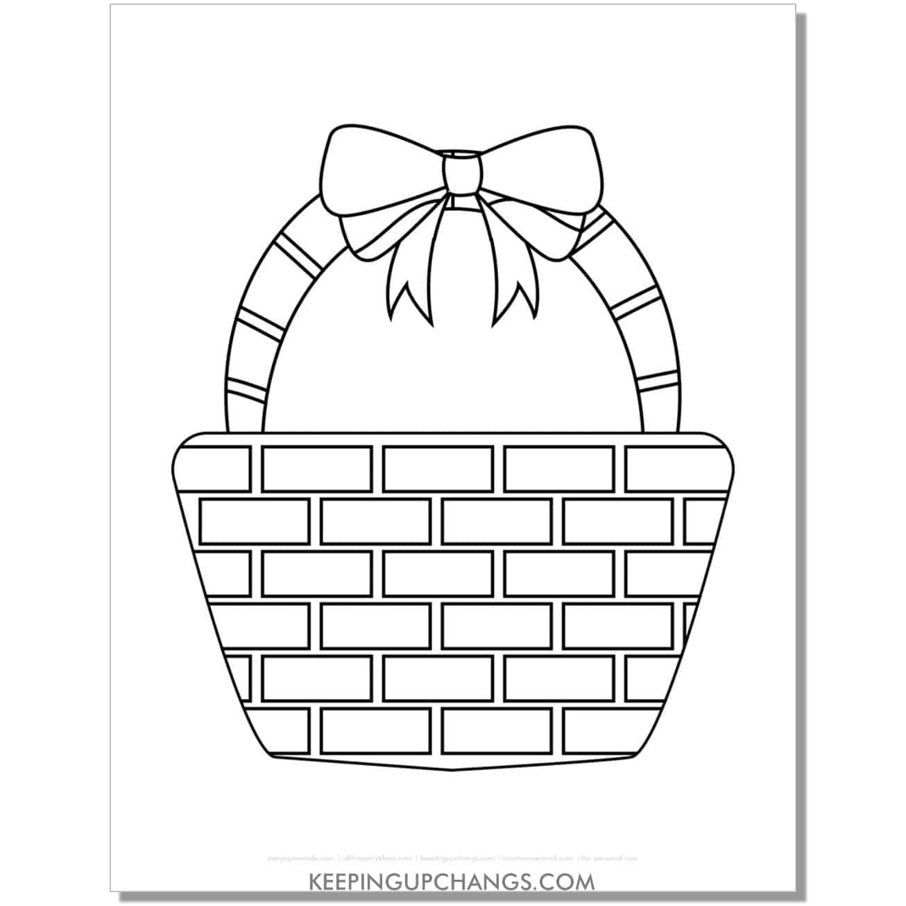 free empty easter basket with rectangle weave coloring page, sheet.