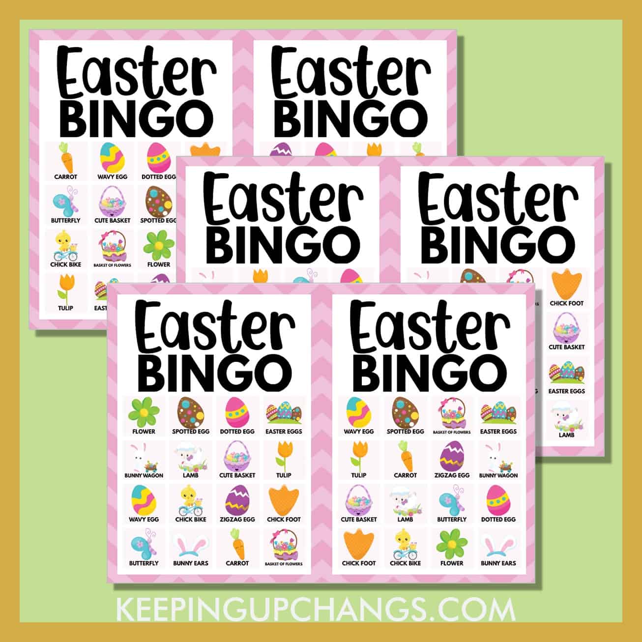 free easter bingo 4x4 game cards.