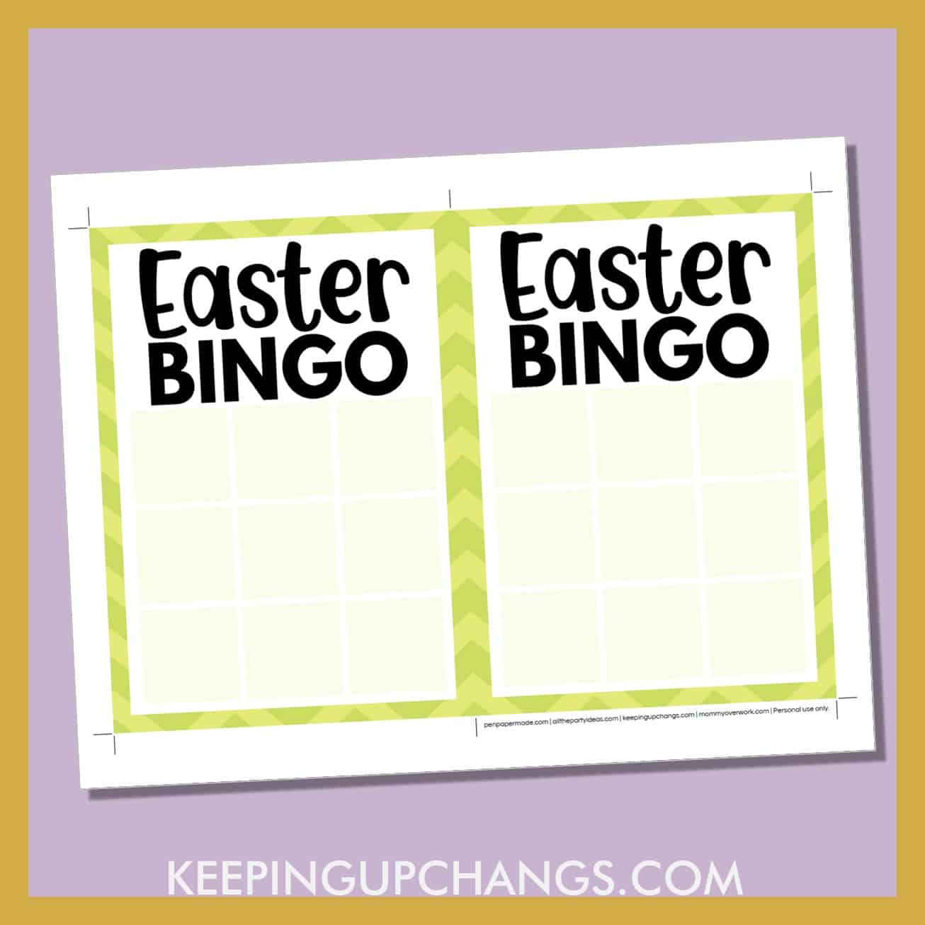 free easter day bingo 3x3 grid game board blank template.
