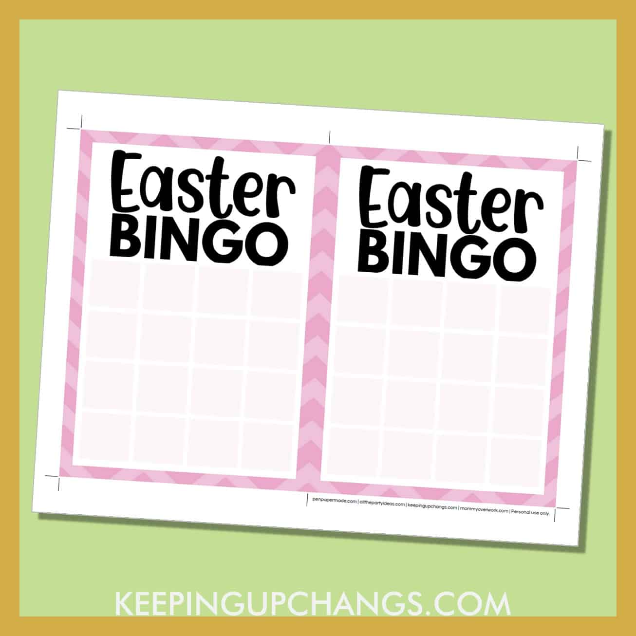 free easter day bingo 4x4 grid game board blank template.